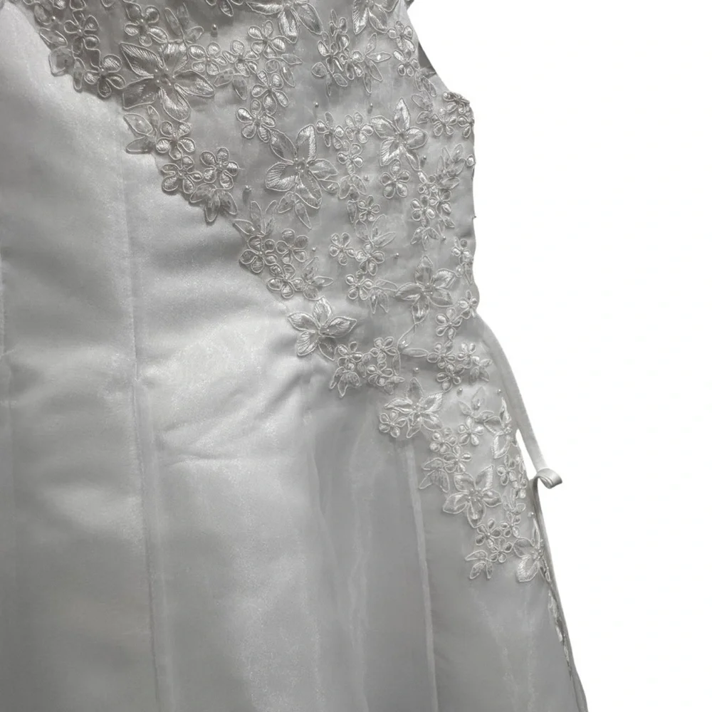 NWT Nordstrom Us Angels Girls Dress Embroidered Flowers  Beaded White Size 8